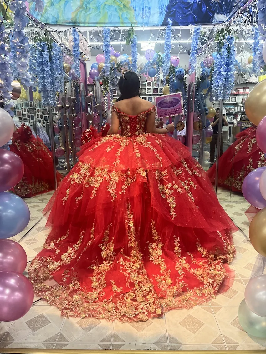 Long Red Quinceanera Dress