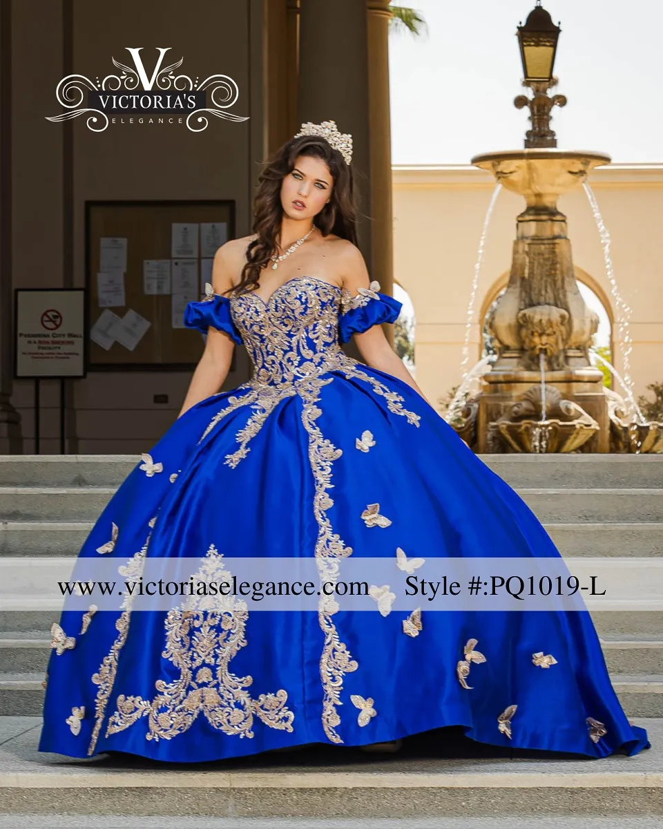 Victorias Elegance blue xv dress