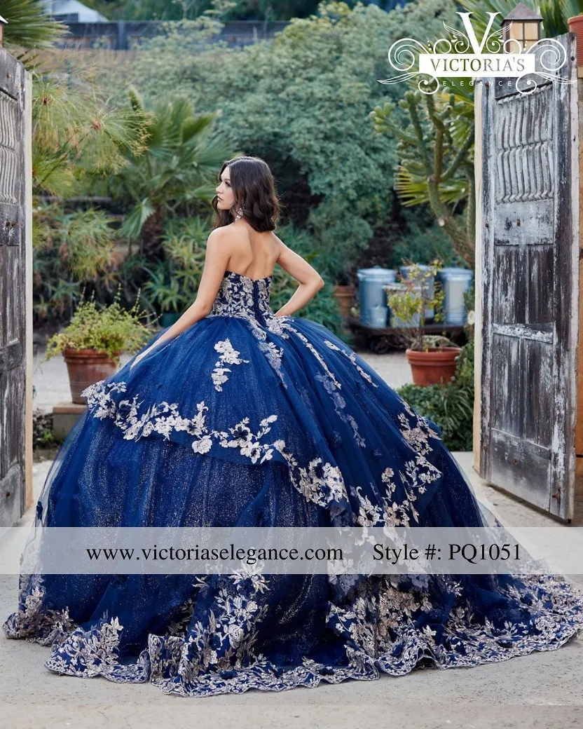 dark blue quinceanera dress