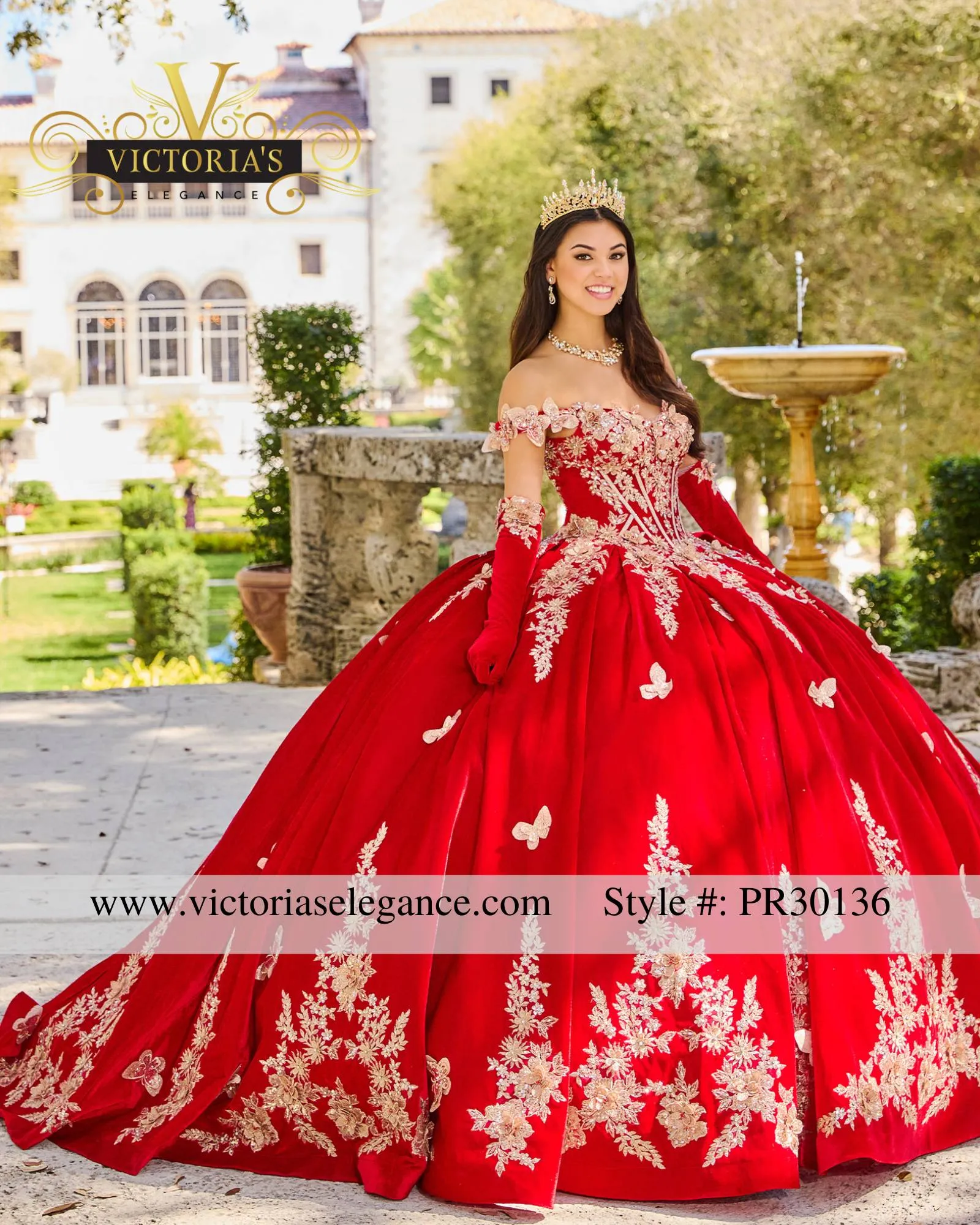 red quinceanera dress