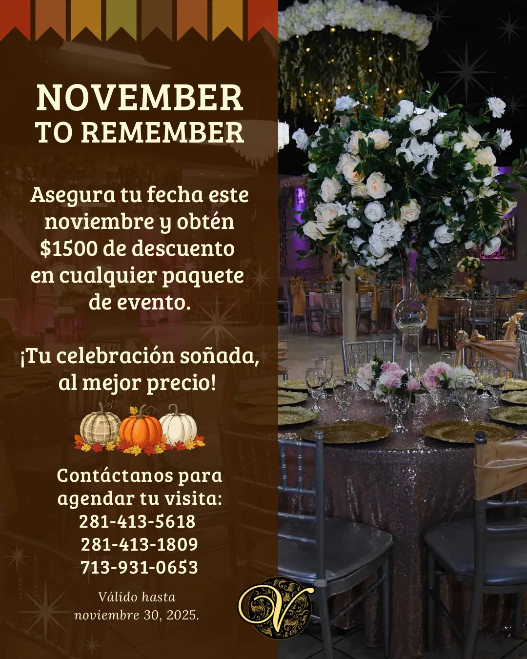 Venezzia Reception Hall november specials