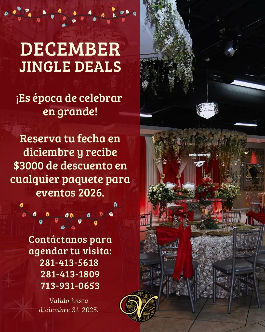 Venezzia Reception Hall december specials