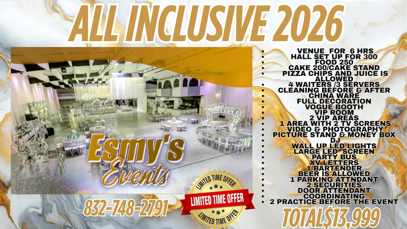 Esmys Events Reception Hall all inclusive hall 2026