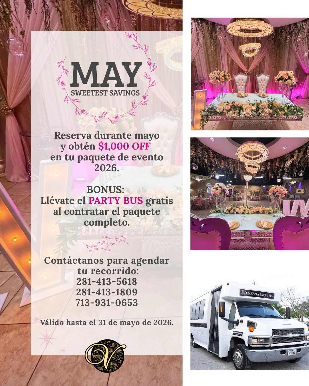 may 2026 coupons specials venezzia reception hall