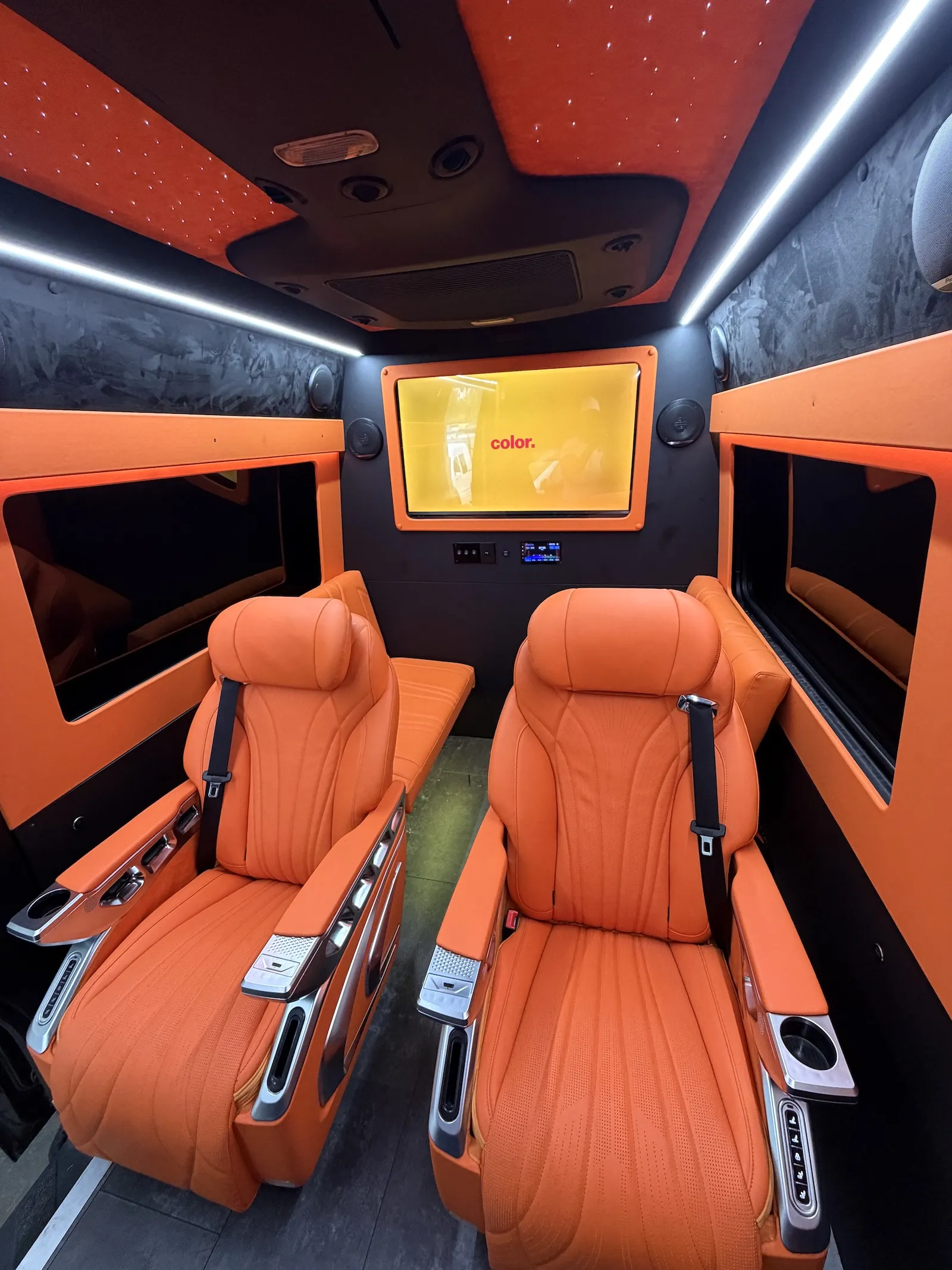 First Class Executive Fleet orange sprinter inside houston